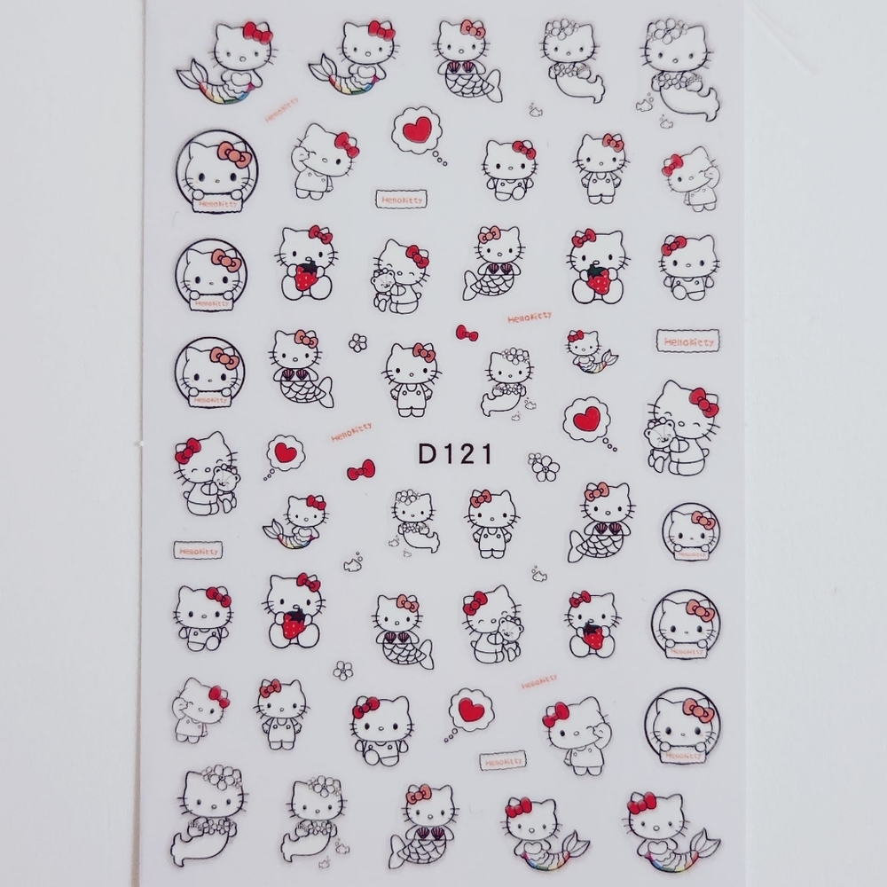 ⭐4/$15 Mermaid Hello Kitty Nail Art Stickers